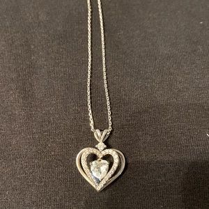 18 inch sterling silver necklace with CZ heart charm